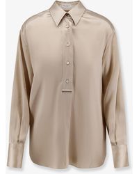 Brunello Cucinelli - Silk Shirt With Monili Detail - Lyst