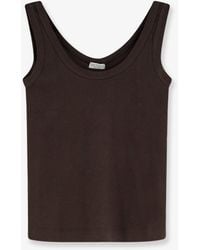 Brunello Cucinelli - Cotton Blend Tank Top With Back Monili Detail - Lyst