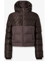 Fendi - Down Jacket With Ff Jacquard Insert - Lyst