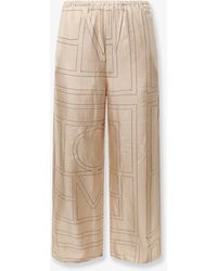 TOTEME - Silk Trousers With Monogram Logo Embroidery - Lyst