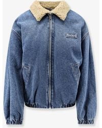 Miu Miu - Denim Jacket With Lettering Logo Patch - Lyst