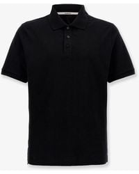 Saint Laurent - Cotton Blend Polo Shirt With Cassandre Embroidery - Lyst