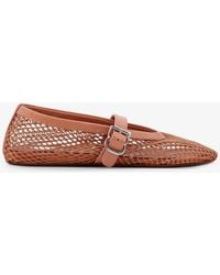 Alaïa - Fishnet Ballet Flats With Leather Profiles - Lyst