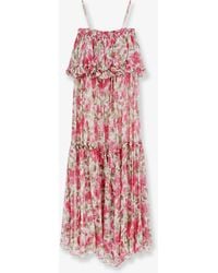 Chloé - Silk Long Dress With Floral Print - Lyst