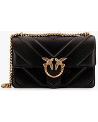 Pinko - Love One Classic Matelassé Leather Shoulder Bag With Love Birds Buckle - Lyst
