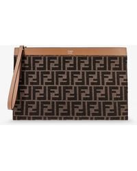 Fendi - Ff Logo Print Flat Pouch - Lyst