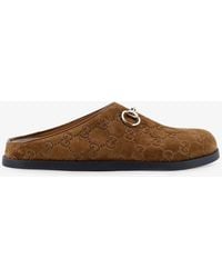 Gucci - Suede Sandals With All-Over Gg Motif - Lyst