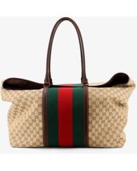 Gucci - Gg Fabric Travel Bag With Web Detail On The Front - Lyst