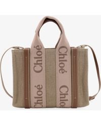 Chloé - Woody Linen Canvas And Leather Crossbody Bag - Lyst