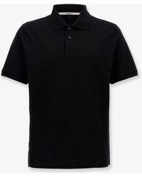 Saint Laurent - Cotton Blend Polo Shirt With Cassandre Embroidery - Lyst