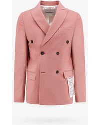 Amaranto - Wool Blend Blazer With Logoed Label - Lyst