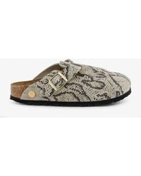 Birkenstock - Boston Suede Sabot Python Print - Lyst