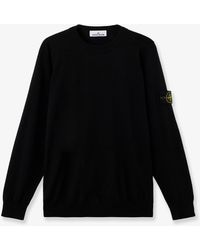 Stone Island - Wool Sweater With Side Logo Patch - Lyst