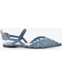 Fendi - Colibrì Lite Flat Mesh Slingback With Ff Embroidery - Lyst