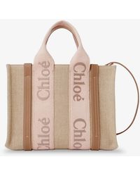 Chloé - Woody Linen Canvas And Leather Crossbody Bag - Lyst