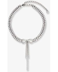 Self-Portrait - Self Portrait Double Crystal Bow Choker - Lyst