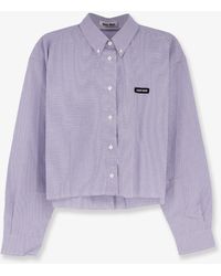 Miu Miu - Pin Check Cotton Shirt - Lyst
