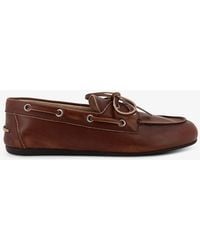 Miu Miu - Leather Loafers With Lettering Logo - Lyst