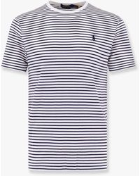 Polo Ralph Lauren - Cotton Striped T-Shirt With Logo Embroidery - Lyst