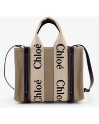Chloé - Woody Linen Canvas And Leather Crossbody Bag - Lyst