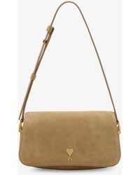 Ami Paris - Suede Shoulder Bag With Logo On The Front - Lyst