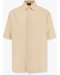 Fendi - Jacquard Linen And Cotton Shirt With All-Over Ff Embroidery - Lyst