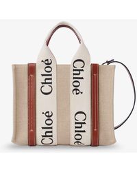 Chloé - Woody Linen And Leather Tote Bag - Lyst