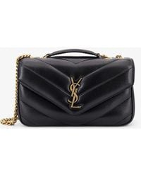 Saint Laurent - Loulou Leather Shoulder Bag With Metal Cassandre Logo - Lyst