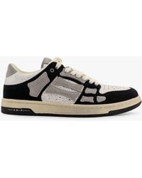 Amiri - Crystal Skel Top Low Leather And Suede Sneakers With Rhinestones Detail - Lyst