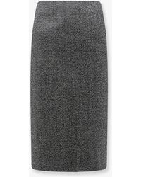 R2W - Tweed Wool Midi Skirt - Lyst