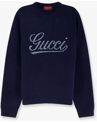 Gucci - Wool Sweater With Frontal Embroidered Logo - Lyst
