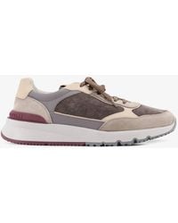 Brunello Cucinelli - Suede Sneakers With Leather Inserts - Lyst