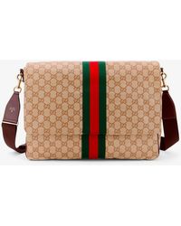 Gucci - Gg Canvas Crossbody Bag With Front Web Detail - Lyst