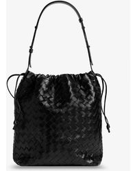 Bottega Veneta - Bucket Intrecciato Biblioteca Leather Shoulder Bag - Lyst