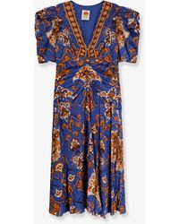 FARM Rio - Ornament Floral Viscose Midi Dress - Lyst