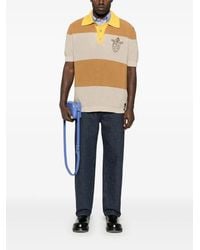 Fendi - Striped Cotton Polo Shirt With Club Coat Of Arms - Lyst