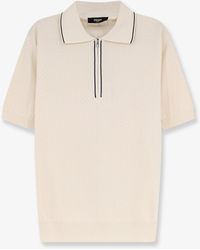 Fendi - Cotton And Silk Polo Shirt With Ff Embroidery - Lyst