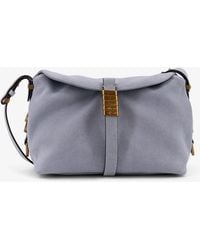 Pinko - Suede Shoulder Bag With Metal Logo Detail - Lyst