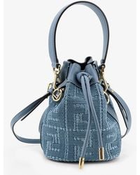 Fendi - Mon Tresor Raffia Shoulder Bag With Ff Embroidery - Lyst