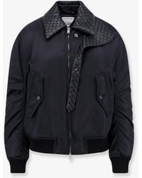 Bottega Veneta - Nylon Jacket With Intrecciato Leather Collar - Lyst