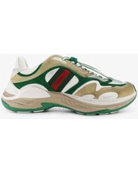 Gucci - Suede Sneakers With Side Web Detail - Lyst