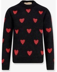 Valentino - Wool And Mohair Sweater With Lurex Hearts - Lyst