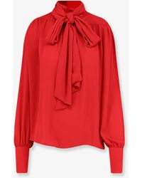 ACTUALEE - Satin Shirt With Padded Shoulders - Lyst