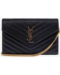 Saint Laurent - Pochette Cassandre Grain-De-Poudre Leather Crossbody Bag - Lyst