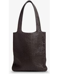 Bottega Veneta - Veneto Leather Shoulder Bag With Intrecciato Motif - Lyst