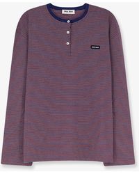 Miu Miu - Cotton T-Shirt With Striped Pattern - Lyst
