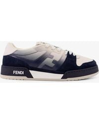 Fendi - Match Leather Sneakers With Suede Inserts - Lyst
