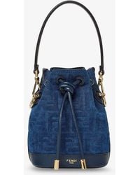 Fendi - Mon Tresor Ff Flocked Denim Crossbody Bag - Lyst