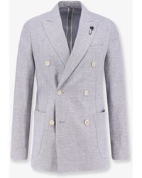 Lardini - Roma Double-Breasted Pure Virgin Wool And Linen Blazer - Lyst