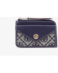 Tory Burch - Leather And T-Monogram Fabric Wallet - Lyst